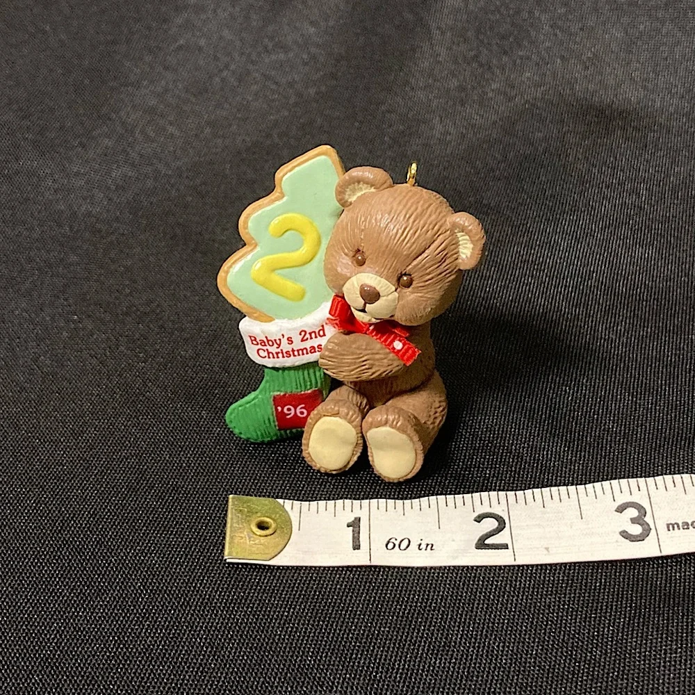 💚 Vintage Hallmark Keepsake ornament Child’s Second Christmas 1996 Teddy Bear